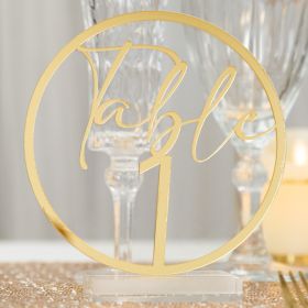 Elegant 3D Gold Clear Table Number Cards CT029
