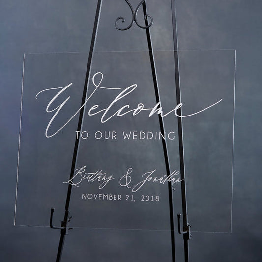 Elegant Acrylic Wedding Welcome Sign, Personalized