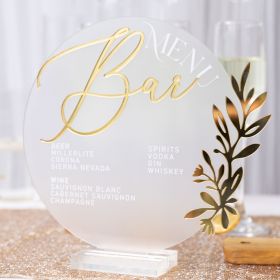 Elegant Frosted 3D Acrylic Leaf Design Wedding Bar Wedding Dessert Menu Cards CSX011