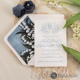 Elegant Lily Of The Valley Monogram Letterpress Wedding Invitation Swi172