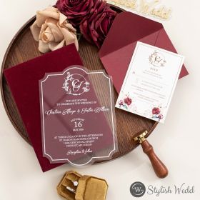 Elegant Monogram Shaped Acrylic Wedding Invitation Swal162