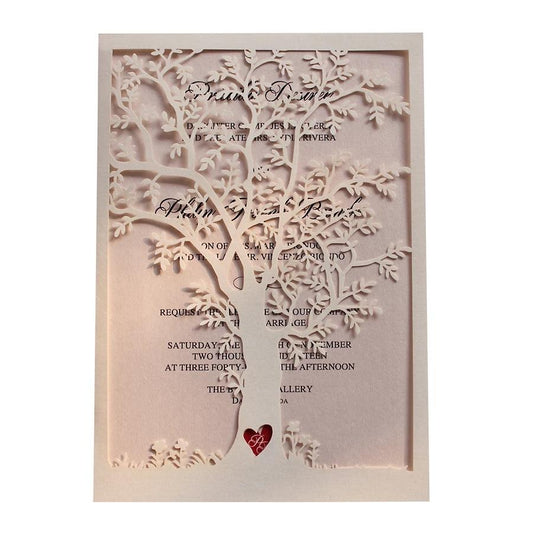 Elegant Wedding Invitations with Custom Printing, Vintage Tree Invitation Pink Invites