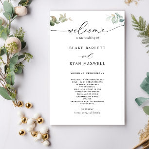 Elegant and Minimal Greenery Wedding Program