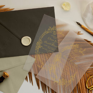 Elegant Baroque Chinoiserie Vintage Gold Wedding Acrylic Invitations
