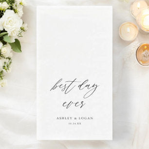 Elegant Best Day Ever Wedding Paper Guest Towels