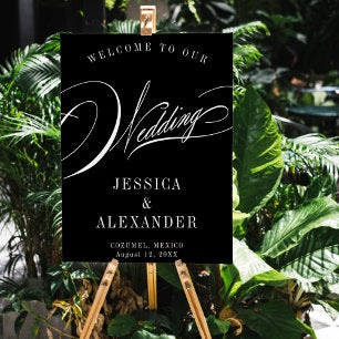Elegant Black and white Wedding Welcome Sign