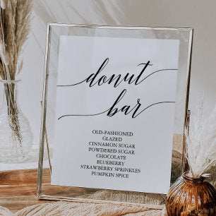 Elegant Black Calligraphy Donut Bar Sign