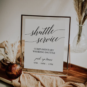 Elegant Black Calligraphy Shuttle Service Sign