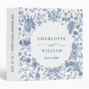 Elegant Blue French Garden Wedding photo album 3 Ring Binder