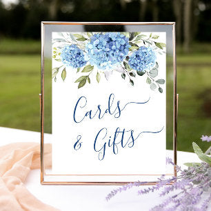 Elegant Blue Hydrangea Cards and Gifts Wedding Poster