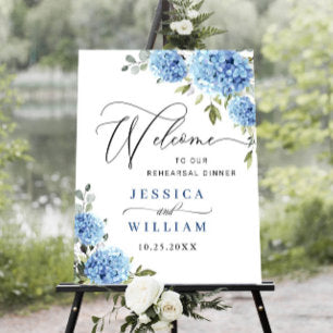 Elegant Blue Hydrangea Eucalyptus REHEARSAL DINNER Poster
