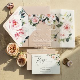 Elegant Blush Floral Acrylic Wedding Invitation With Vellum Jacket Sapv010