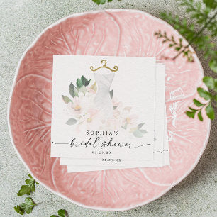 Elegant Blush Floral Bridal Shower Napkins