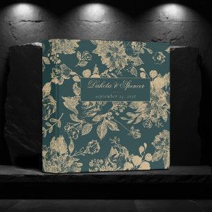 Elegant Botanical Green and Gold Photo Album 3 Ring Binder