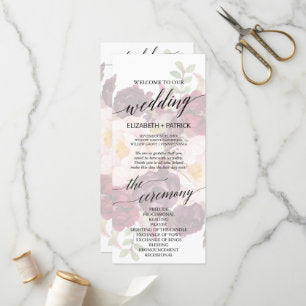 Elegant Calligraphy Faded Floral Wedding Program