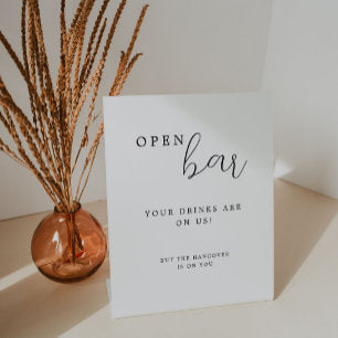 Elegant Calligraphy Wedding Open Bar Table Sign