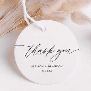 Elegant Calligraphy Wedding Thank You Favor Tags