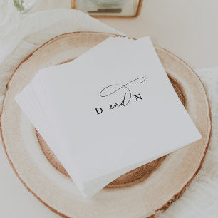 Elegant Charm Black and White Monogram Wedding Napkins