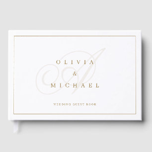 Elegant classic calligraphy monogram wedding guest book