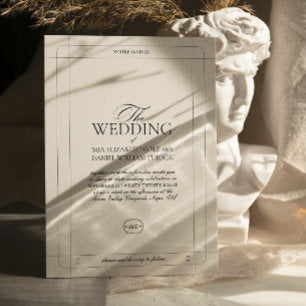 Elegant Classic Luxury Light Gray Monogram Wedding Invitation