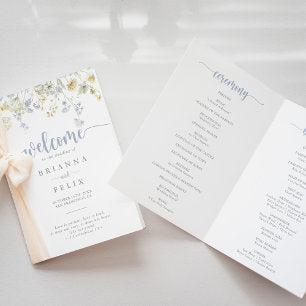 Elegant Colorful Wildflower Folded Wedding Program