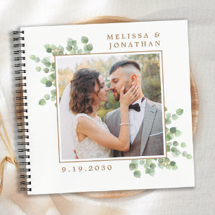 Elegant Custom Photo Greenery Wedding Guest Book