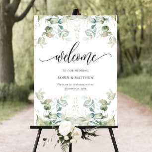Elegant Eucalyptus Greenery Welcome Sign