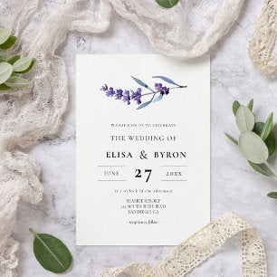Elegant floral lavender wedding invitation