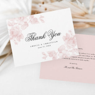 Elegant Floral Script Wedding Thank You Card