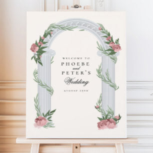 Elegant Floral Wedding Column Garden Wedding Poster