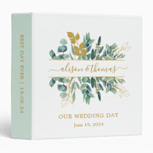 Elegant Gold Eucalyptus Greenery Wedding Binder