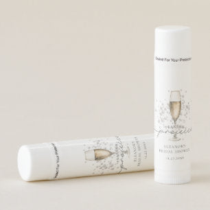 Elegant Gold Pearls & Prosecco Bridal Shower Lip Balm