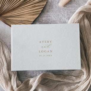Elegant Gold Script Monogram Wedding Guest Book
