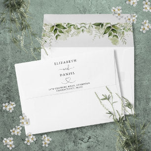 Elegant Greenery Floral Heart Wedding Envelope