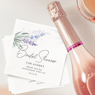 Elegant Lavender Watercolor Bridal Shower Napkins
