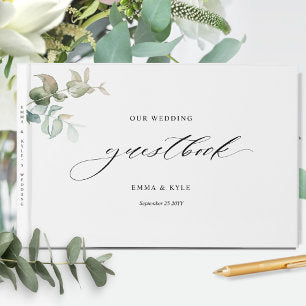 Elegant Minimal, Eucalyptus Greenery Wedding Guest Book