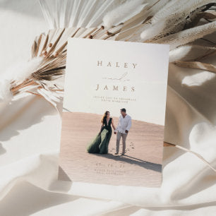 Elegant Minimalist Chic Script Photo Wedding Invit Invitation