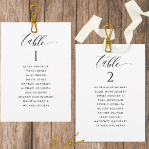 Elegant Modern Seating Plan Cards with Guest Names