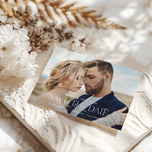 Elegant moody dark floral modern fall winter photo save the date