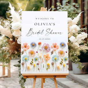 Elegant Pastel Pink Boho Wildflower Bridal Shower Foam Board