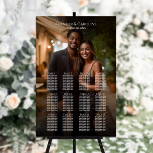 Elegant photo wedding seating chart 12 tables