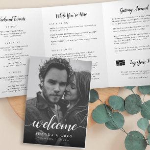 Elegant Photo Wedding Welcome Letter & Itinerary Tri-Fold Program