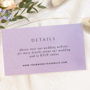 Elegant Purple Watercolor Wedding Website /Details Enclosure Card