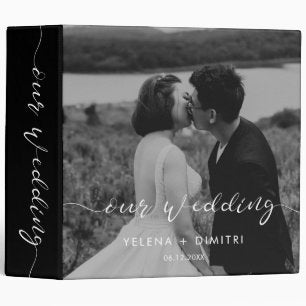 Elegant romantic calligraphy wedding photo album 3 ring binder