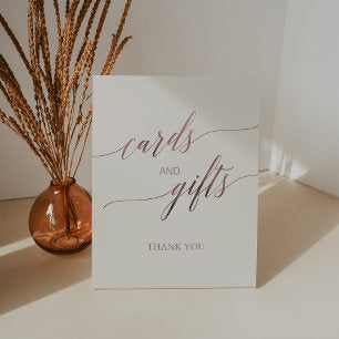 Elegant Rose Gold Ivory Cards and Gifts Pedestal Sign