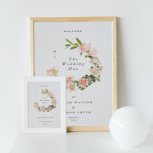 Elegant Rose Romance Wedding Welcome Poster