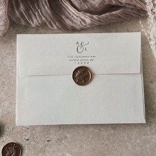 Elegant Script Cream Monogram Wedding Invitation Envelope