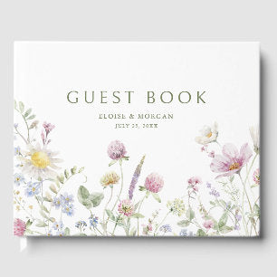 Elegant Soft Pastel Wildflower Botanical Wedding Guest Book