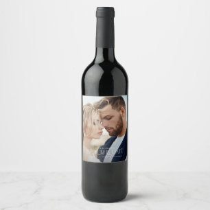 Elegant typography modern wedding landscape photo wine label