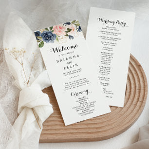 Elegant Unique Winter Floral Wedding Program